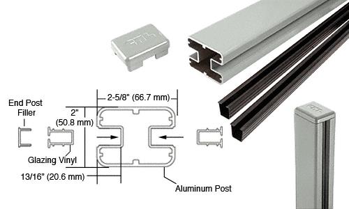 CRL AWS 2" x 2-5/8" Rectangular 180 Degree  Agate Gray 72" Center Post Kits