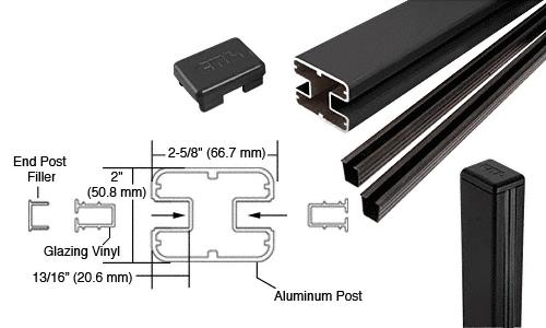 CRL AWS 2" x 2-5/8" Rectangular 180 Degree Black 72" Center Post Kits