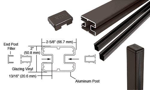 CRL AWS 2" x 2-5/8" Rectangular 180 Degree Bronze 72" Center Post Kits