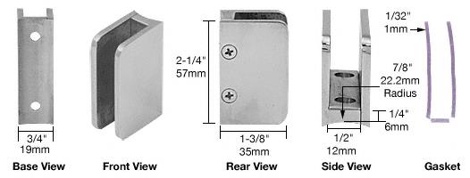 CRL Brushed Stainless 3/8" Top Post Glass Clip