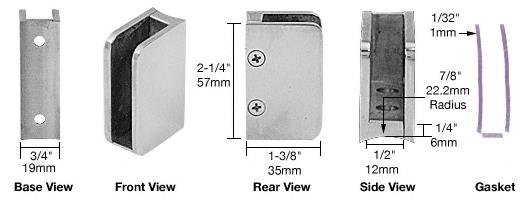 CRL Brushed Stainless 3/8" Right Hand Post Glass Clip