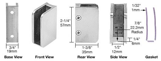 CRL Polished Stainless 3/8" Right Hand Post Glass Clip
