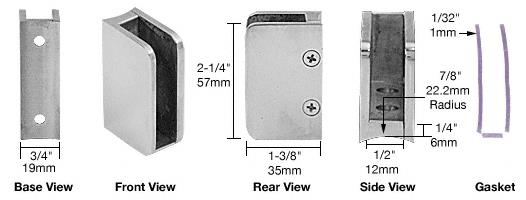 CRL Brushed Stainless 3/8" Left Hand Post Glass Clip