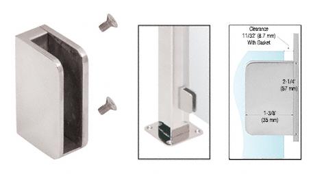 CRL Brushed Stainless 3/8" Left Hand Flat Back Post Glass Clamp