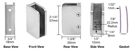 CRL Polished Stainless 3/8" Left Hand Post Glass Clip