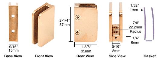 CRL Polished Brass 1/4" Top Post Glass Clip