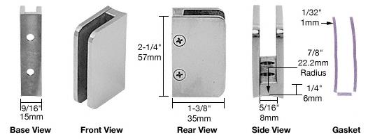 CRL Brushed Stainless 1/4" Top Post Glass Clip