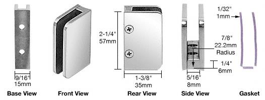 CRL Polished Stainless 1/4" Top Post Glass Clip