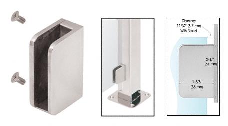 CRL Brushed Stainless 1/4" Right Hand Flat Back Closed Bottom Post Glass Clamp