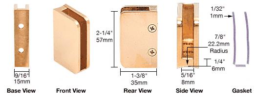 CRL Polished Brass 1/4" Left Hand Post Glass Clip