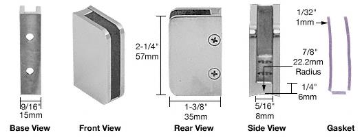 CRL Brushed Stainless 1/4" Left Hand Post Glass Clip