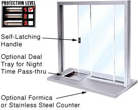 CRL Satin Anodized Bullet Resistant Level 1 Manual Sliding Service Windows