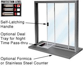 CRL Duranodic Bronze Bullet Resistant Level 1 Manual Sliding Service Windows