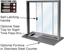 CRL Duranodic Bronze Bullet Resistant Level 3 Manual Sliding Service Windows