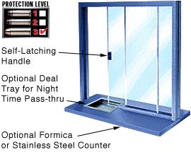 CRL Kynar Painted Bullet Resistant Level 3 Manual Sliding Service Windows