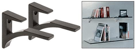 Black - Aluminum Glass Shelf Bracket for 3/8" to 1/2" Glass - Package