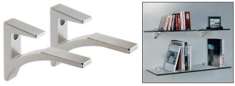 Chrome - Aluminum Glass Shelf Bracket for 3/8" to 1/2" Glass - Package