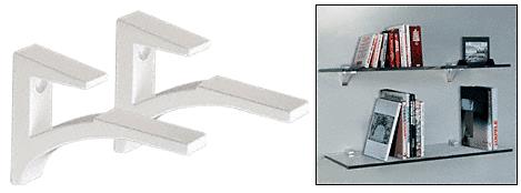 White - Aluminum Glass Shelf Bracket for 3/8" to 1/2" Glass - Package