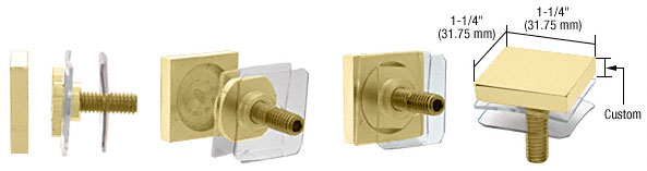 CRL Custom Square Satin Brass Standoff Cap 1-1/4"