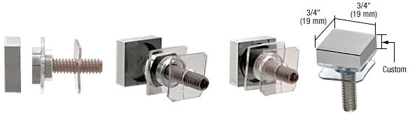 CRL Custom Brushed Stainless 3/4" Square by 1/4 in Thick Standoff Cap * CUSTOM MADE*