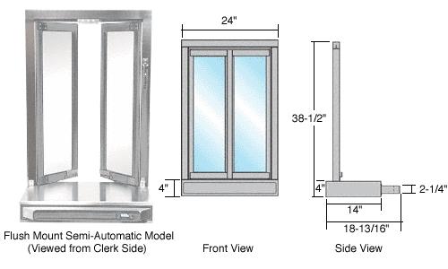 CRL Satin Anodized Finish Self Closing Flush Mount Bi-Fold Service Window