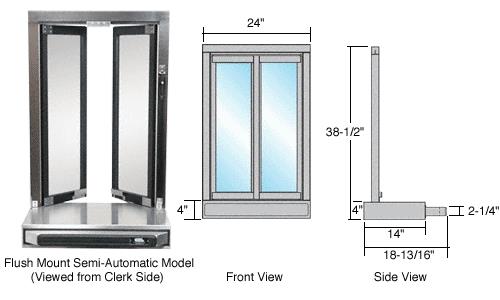 CRL Duranodic Bronze Self Closing Flush Mount Bi-Fold Service Window