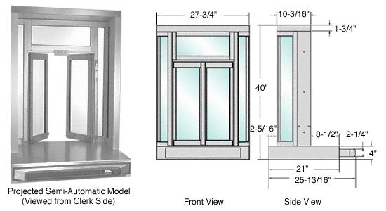 CRL Satin Anodized Finish Self Closing Projected Bi-Fold Service Window