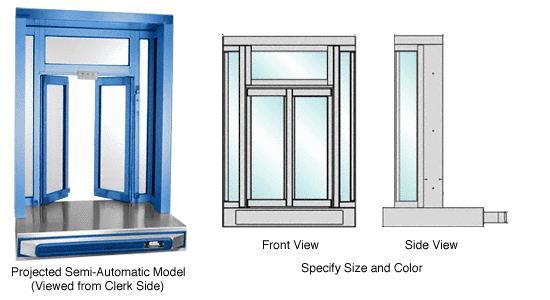 CRL Custom Fabricated Size and Finish Self Closing Projected Bi-Fold Service Window