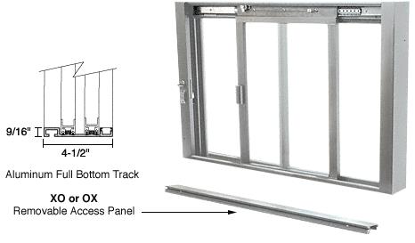 CRL Satin Anodized Self Closing Deluxe Sliding Service Windows With Full Bottom Track
