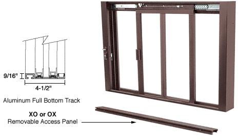 CRL Duranodic Bronze Self Closing Deluxe Sliding Service Windows With Full Bottom Track