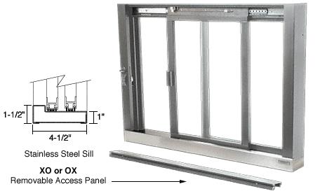 CRL Satin Anodized Self Closing Deluxe Sliding Service Windows With Stainless Steel Sill