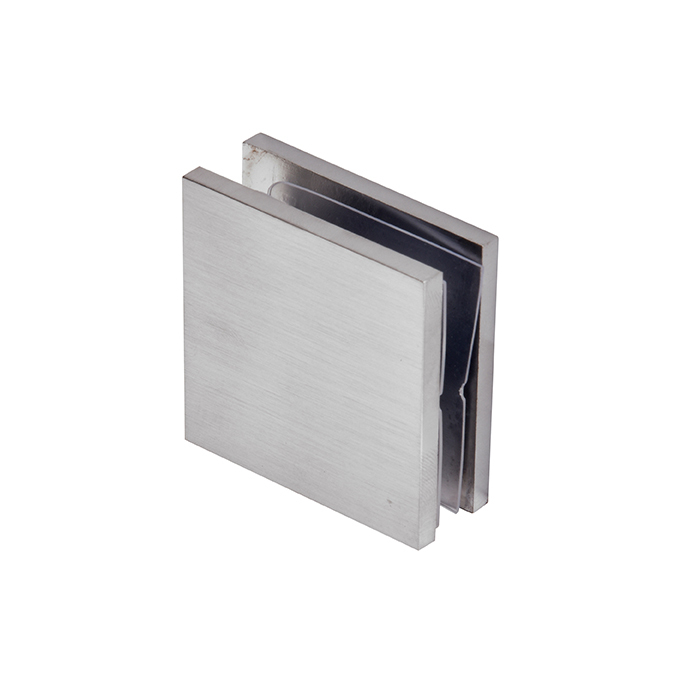 CRL Brushed Chrome Square Style Hole-in-Glass  Fixed Panel U-Clamp