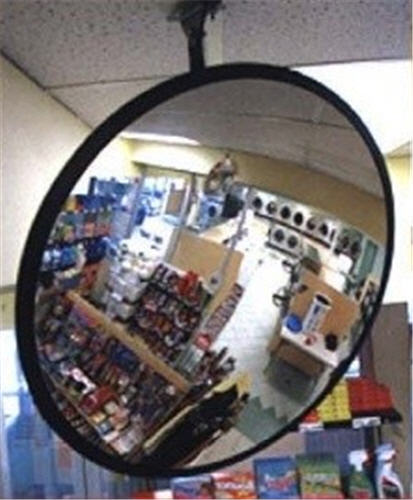 12" Polycarbonate Indoor Convex Mirror with Hardboard Back and Single Telescoping Bracket