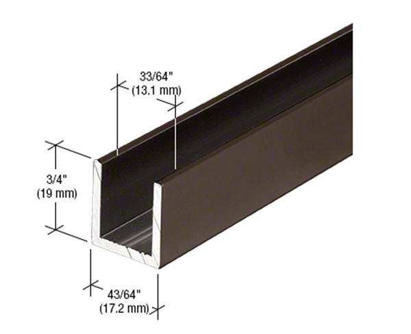 CRL Oil Rub Bronze 1/2" Fixed Panel Shower Door Deep-U Channel - 95 in long