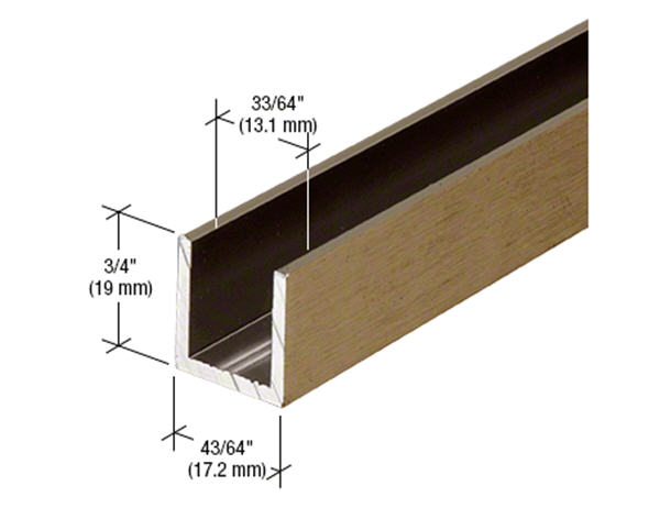 CRL Antique Brass 1/2" Fixed Panel Shower Door Deep-U Channel - 95 in long-Replaced by SDCD12ABRS