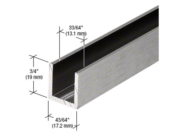 CRL Brushed Anodized 1/2" Fixed Panel Shower Door Deep U-Channel - 95 in long