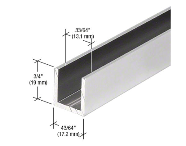 CRL Satin Anodized 1/2" Fixed Panel Shower Door Deep U-Channel - 95 in long