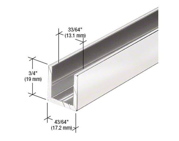 CRL Brite Anodized 1/2" Fixed Panel Shower Door Deep-U Channel - 95 in long