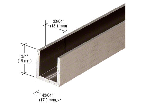 CRL Brushed Nickel 1/2" Fixed Panel Shower Door Deep-U Channel - 95 in long