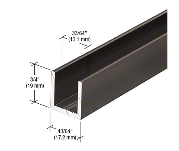 CRL Gun Metal 1/2" Fixed Panel Shower Door Deep-U Channel - 95 in long
