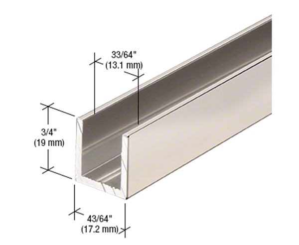 CRL Polished Nickel 1/2" Fixed Panel Shower Door Deep-U Channel - 95 in long