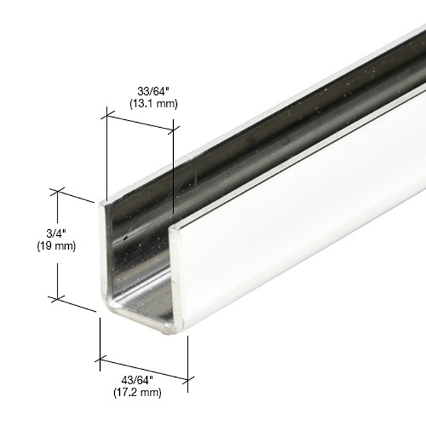 CRL 316 Polished Stainless Steel Frameless Shower Door Deep U-Channel for 1/2" Thick Glass - 95 in long