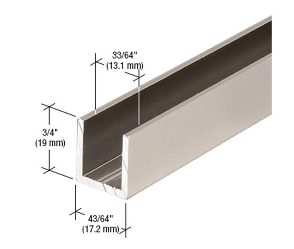 CRL Satin Nickel 1/2" Fixed Panel Shower Door Deep-U Channel - 95 in long