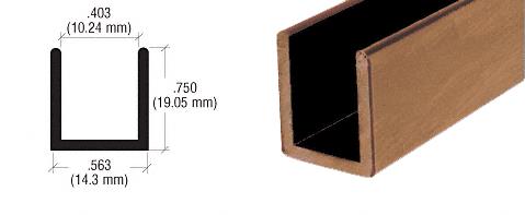 CRL Satin Brass Frameless Shower Door Aluminum Deep U-Channel for 3/8" Thick Glass - 95 in long