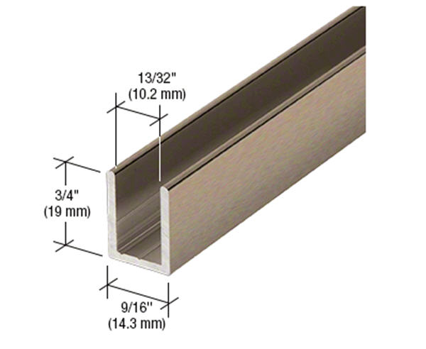 CRL Brushed Bronze Frameless Shower Door Aluminum Deep U-Channel for 3/8" Thick Glass - 95 in