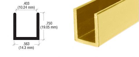 CRL Bright Gold Anodized Frameless Shower Door Aluminum Deep U-Channel for 3/8" Thick Glass - 95 in long