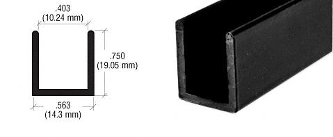 CRL Black Frameless Shower Door Aluminum Deep U-Channel for 3/8" Thick Glass - 95 in long