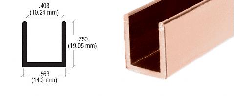 CRL Polished Copper Frameless Shower Door Aluminum Deep U-Channel for 3/8" Thick Glass - 95 in long