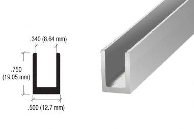 CRL Brite Anodized 5/16" Single Aluminum U-Channel - 95" long