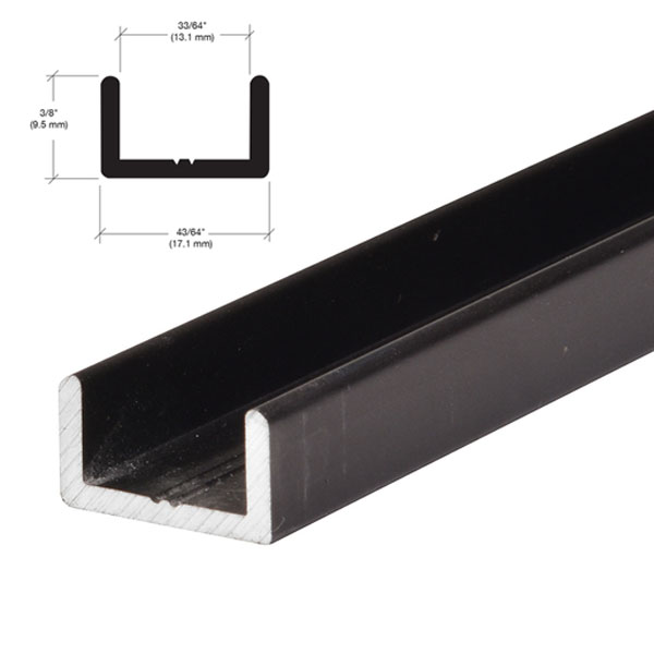 CRL Oil Rubbed Bronze Frameless Shower Door Aluminum Regular U-Channel for 1/2" Thick Glass - 95 in long